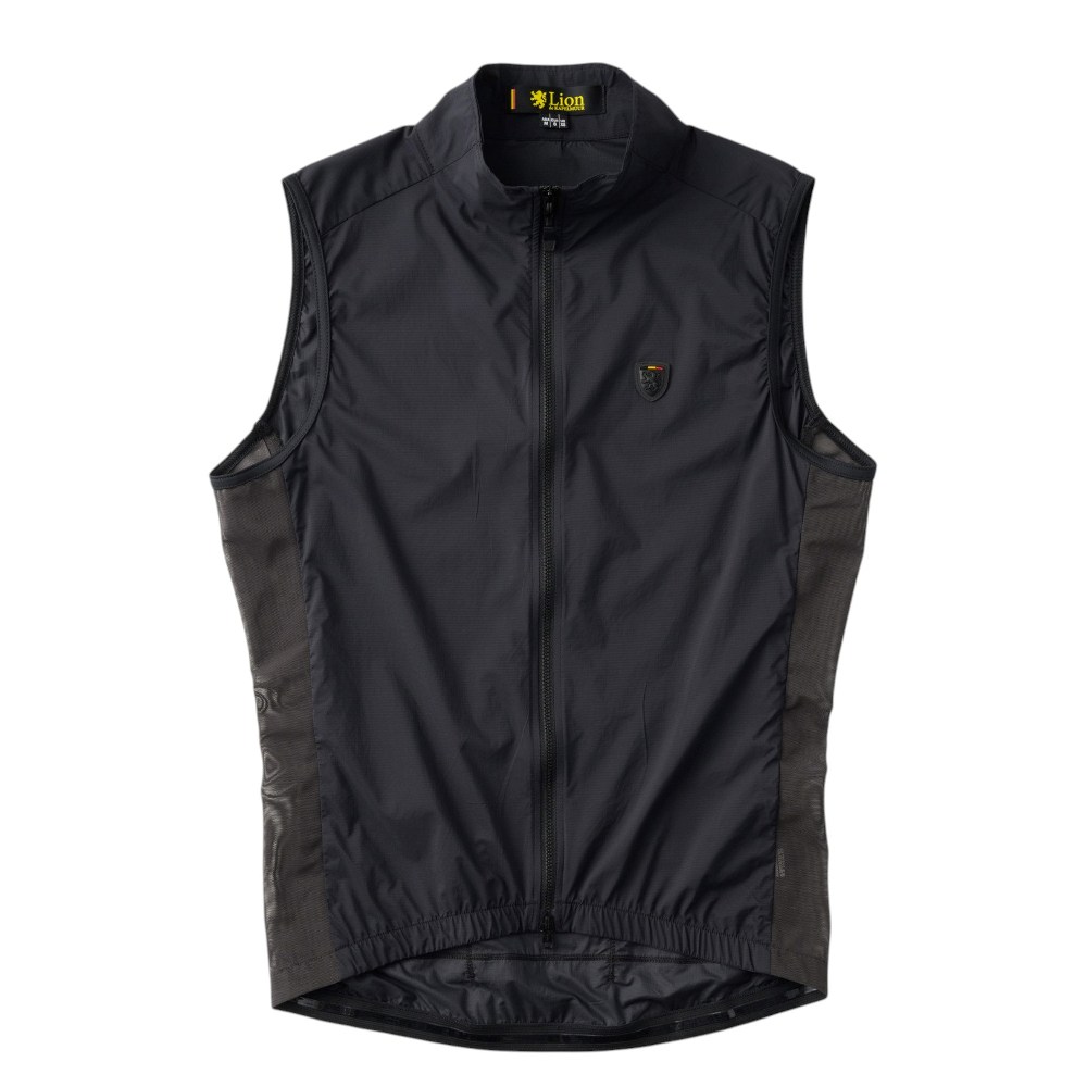 Lion de KAPELMUUR (リオン・ド・カペルミュール) ストレッチウインドベスト　リップストップ　バックポケット付き ブラック / Mサイズ