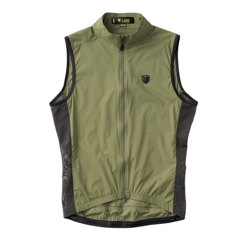 Lion de KAPELMUUR (リオン・ド・カペルミュール) ストレッチウインドベスト　リップストップ　バックポケット付き オリーブ / Lサイズ