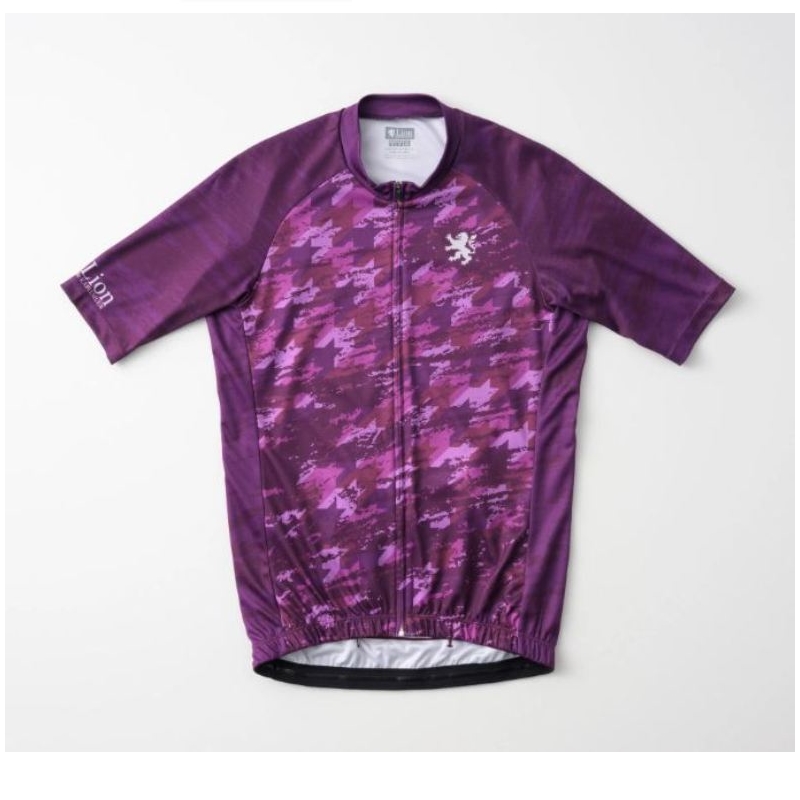 Lion de KAPELMUUR (リオン・ド・カペルミュール)半袖ジャージ　グランジ千鳥プリントジャージ パープル / Lサイズ