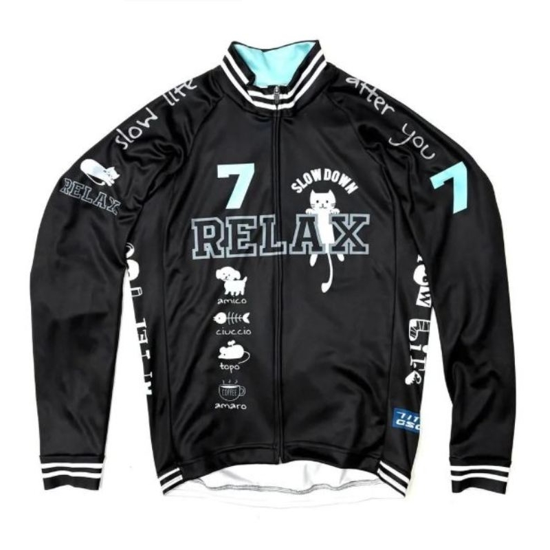 7-ITA（セブン・アイティーエー）メンズ サイクル ウェア 7ITARelax Cat LS Jersey Black ロングスリーブジャージ (Lサイズ) セブンイタリア