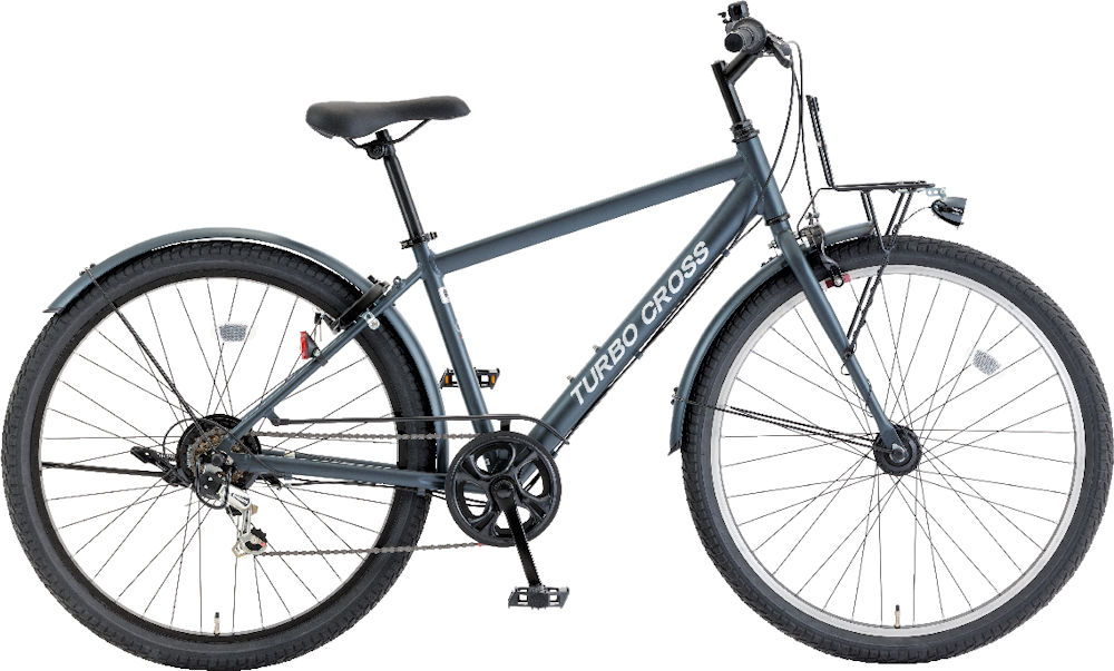 シティサイクル シオノ ターボクロス 27.5 外装6段 オートライト (フラットグレー) 27.5XAO-K-6-HD-CR SHIONO TURBO CROSS 276 塩野自転車
